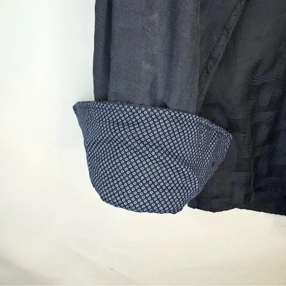 Bespoke Men’s Button-Down Collared Shirt Subtle Tonal Pattern Navy Blue Size XL - Picture 5 of 7